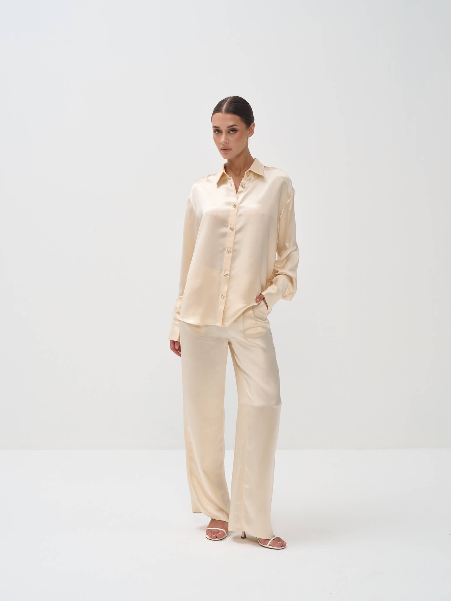 Roisin Shirt & Pants Set in Naia™ Satin