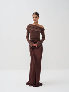 Eliane Asymmetrical Gown in Naia™ Satin