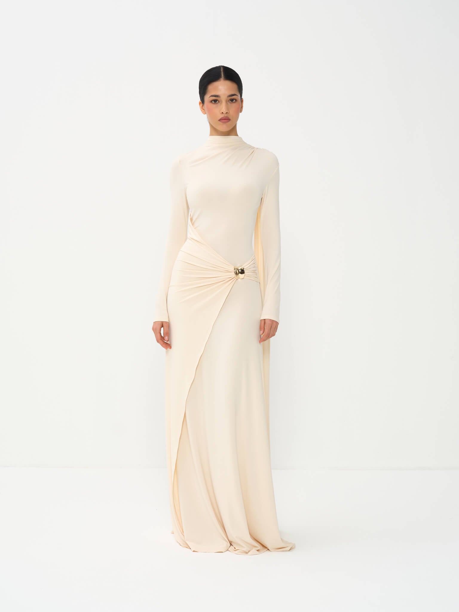 Melissa Sophisticated Draped Gown - Smooth Bamboo Jersey with Polished Shape for Occasion Wear
