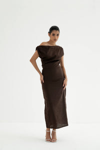 Sariya One-Shoulder Linen Dress