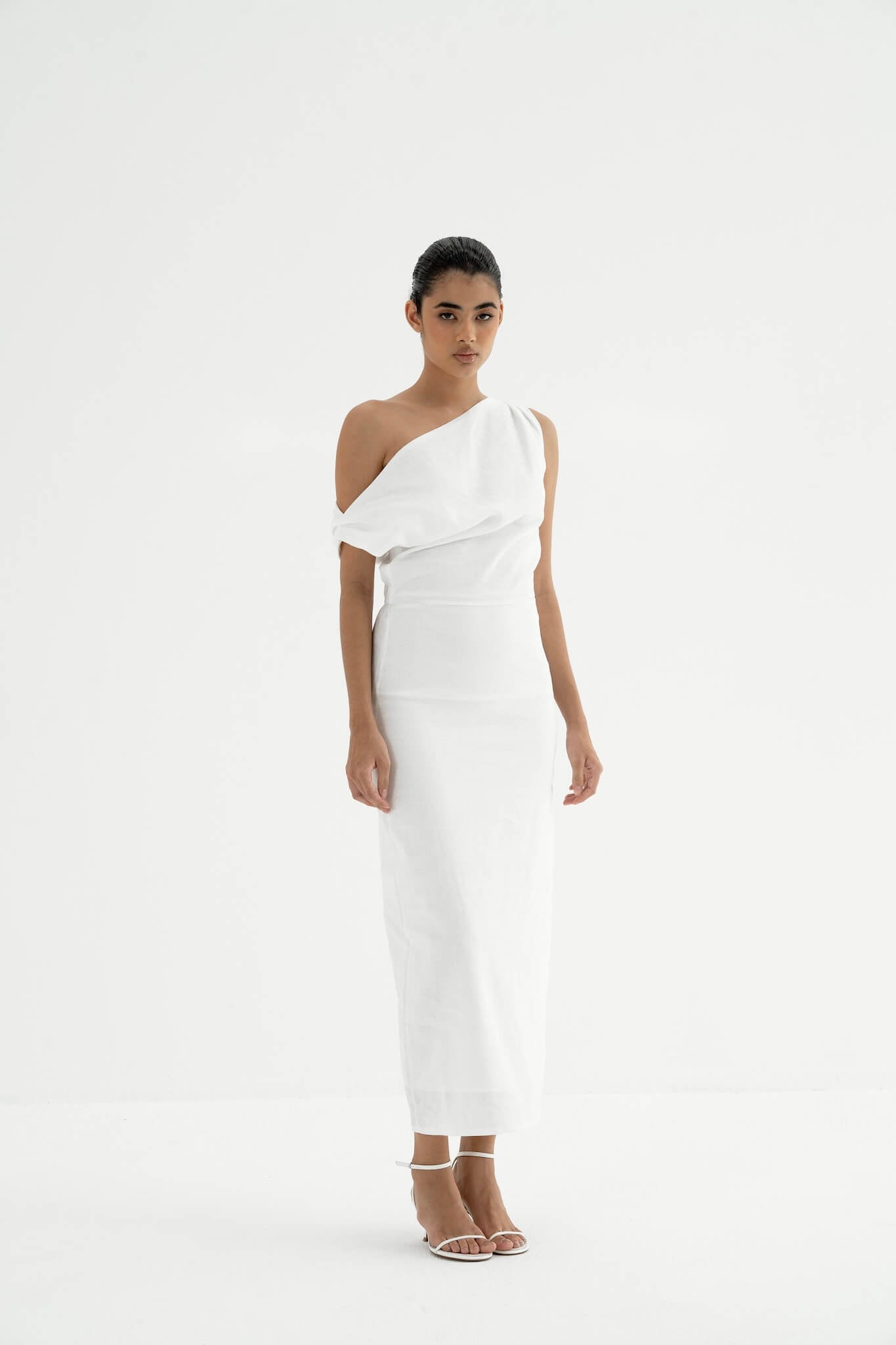 Sariya One-Shoulder Linen Dress