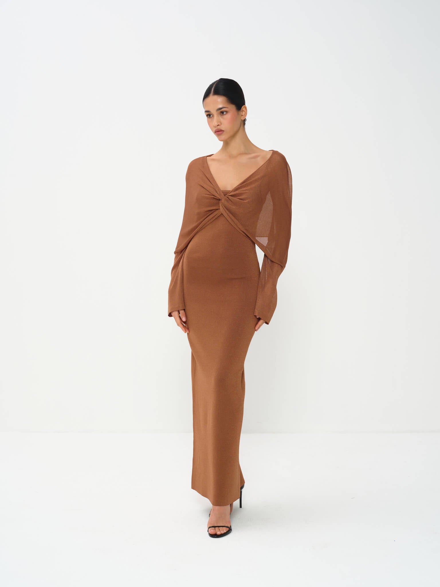 Selene Draped Maxi Dress in Viscose Knit