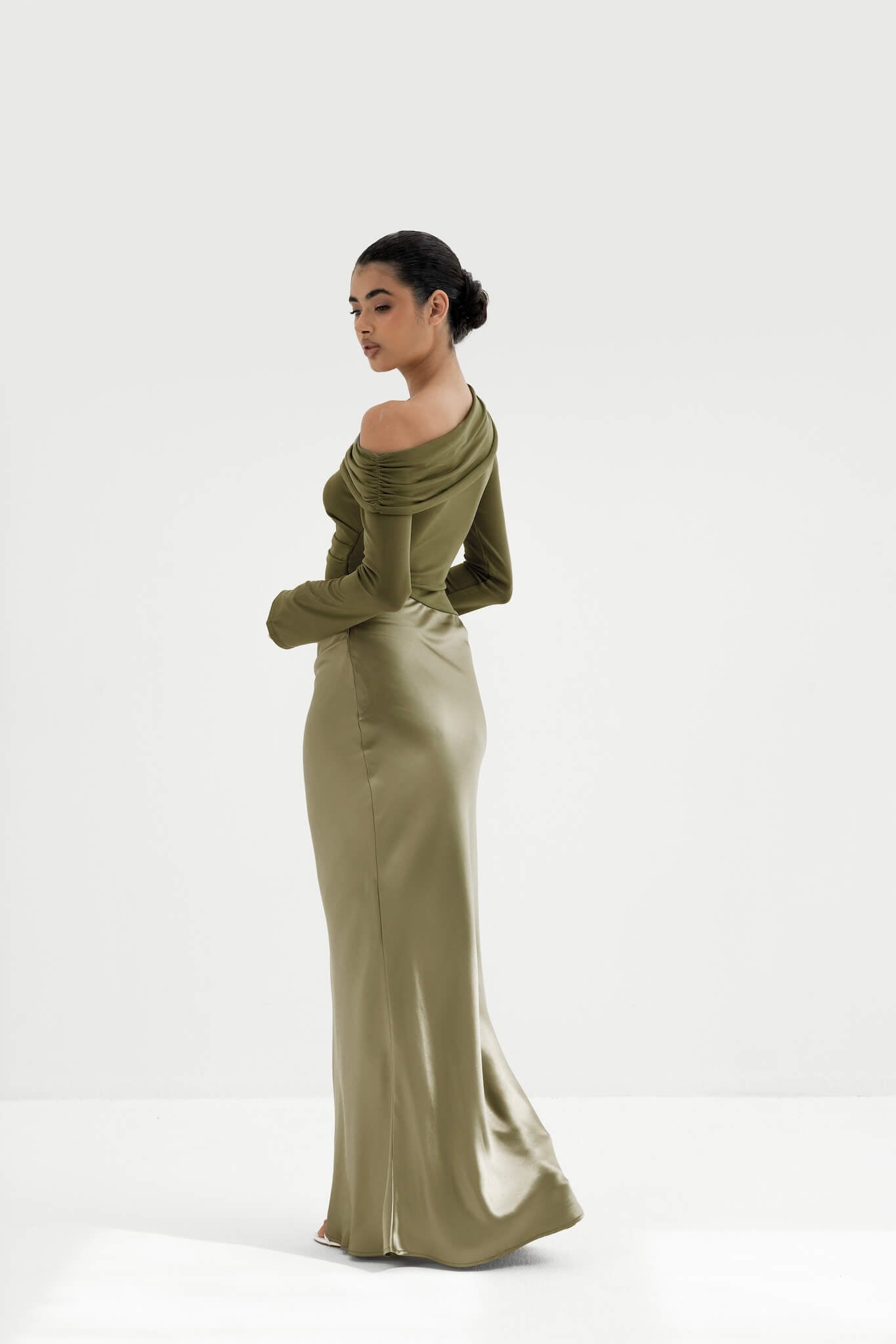 Eliane Asymmetrical Gown in Naia™ Satin