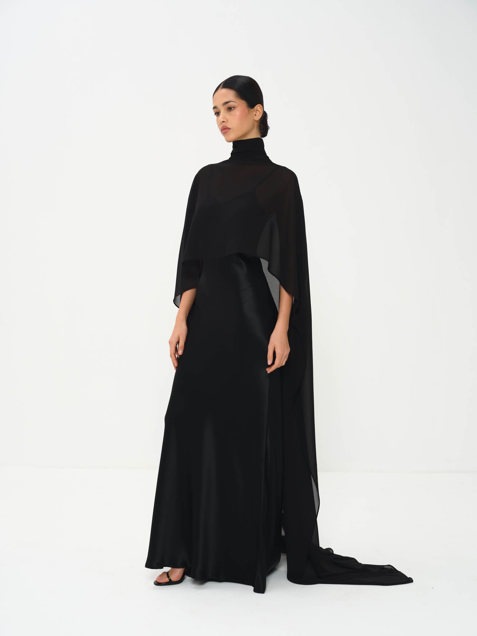 Estelle Cape Gown in Naia Satin NRA Estelle Cape Gown in Naia Satin NRA