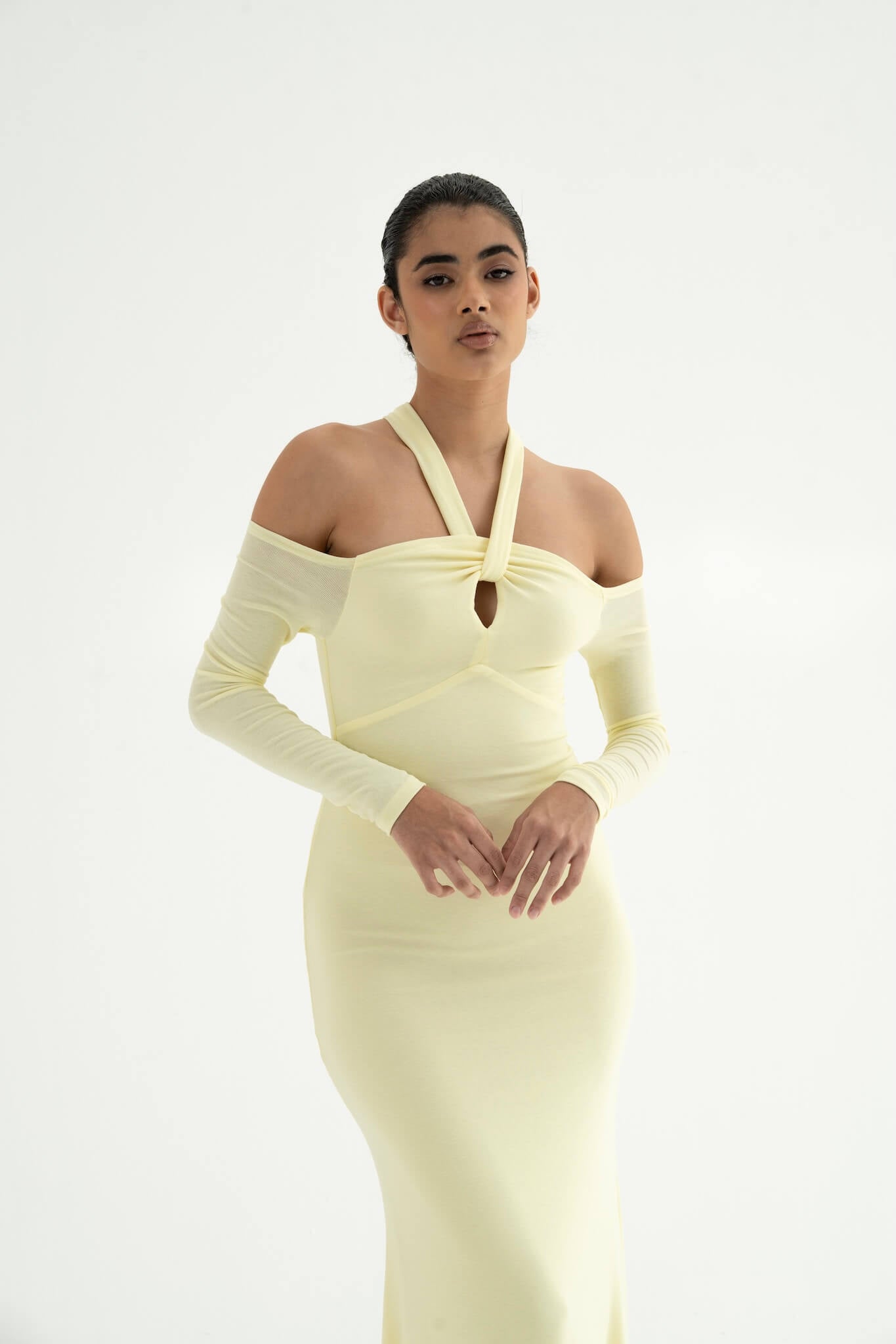 Laurie Modern Halter Dress - Sleek Lines with Refined Cut-Out Detail for Day to Night Wear - NRA Laurie Modern Halter Dress - Sleek Lines with Refined Cut-Out Detail for Day to Night Wear - NRA