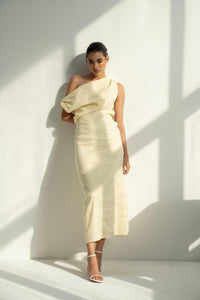 Sariya One-Shoulder Linen Dress
