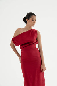 Sariya One-Shoulder Linen Dress