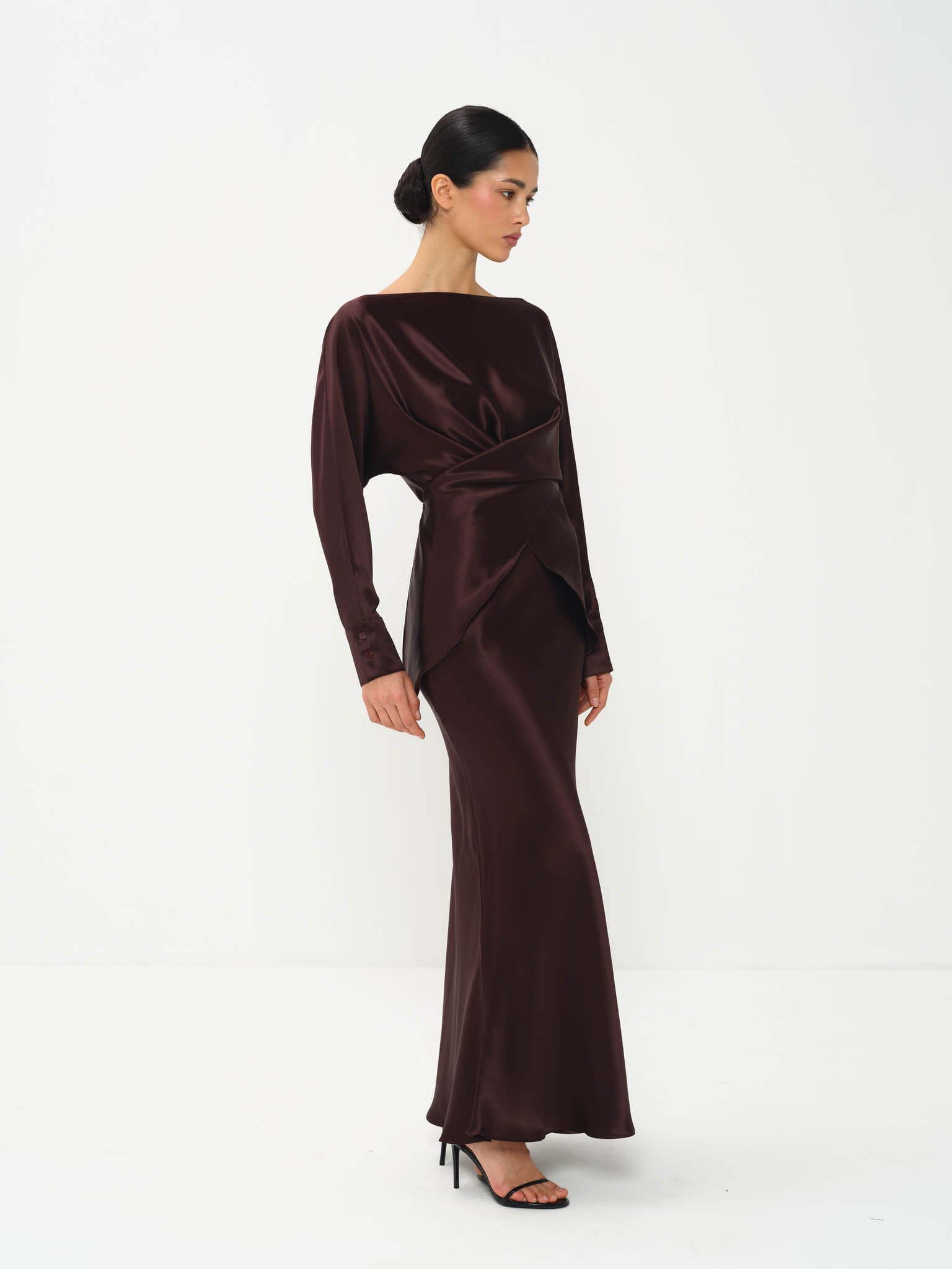 satin dress top Satin Dress With Beaded Bodice 48733