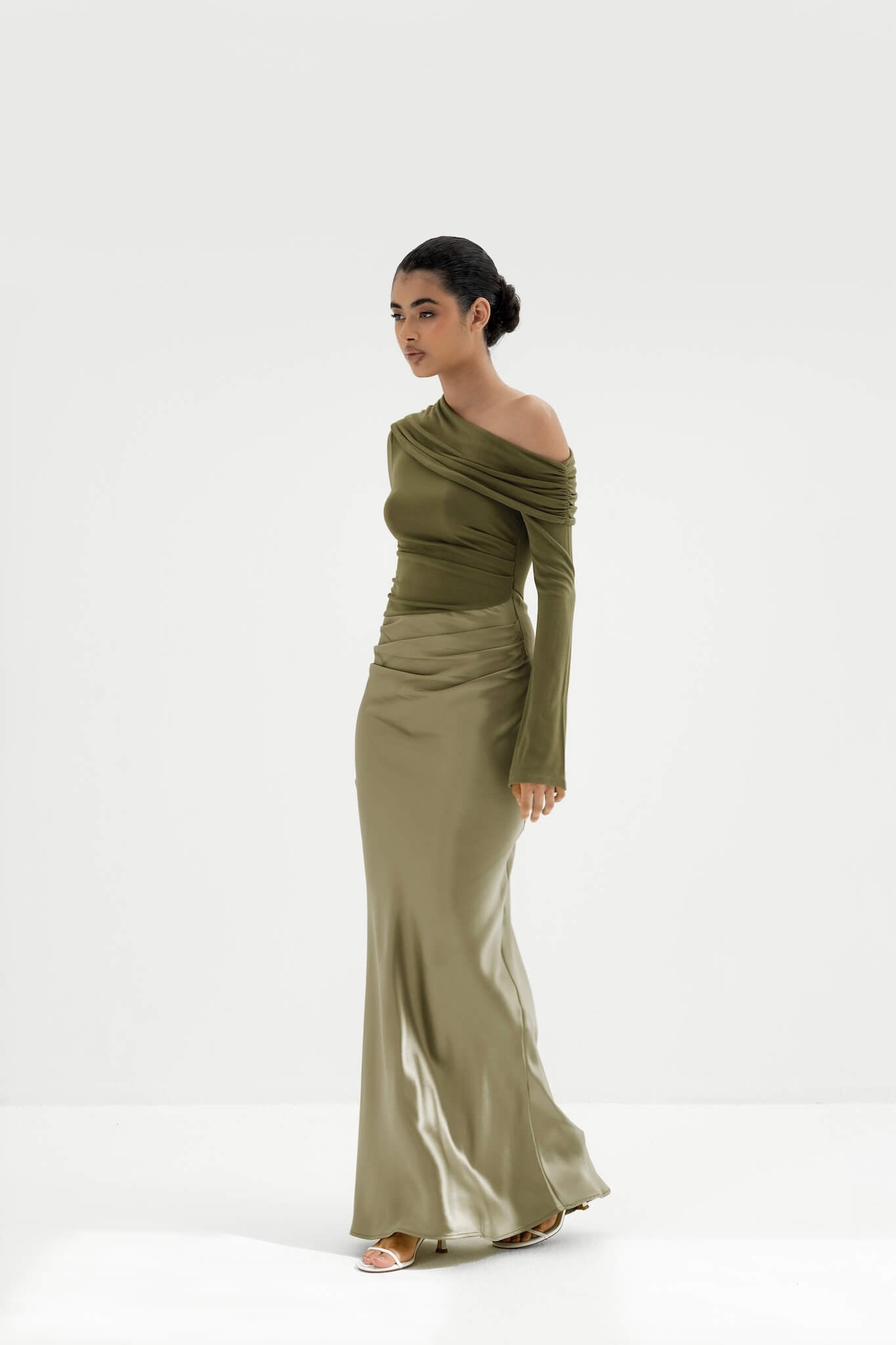 Eliane Asymmetrical Gown in Naia™ Satin