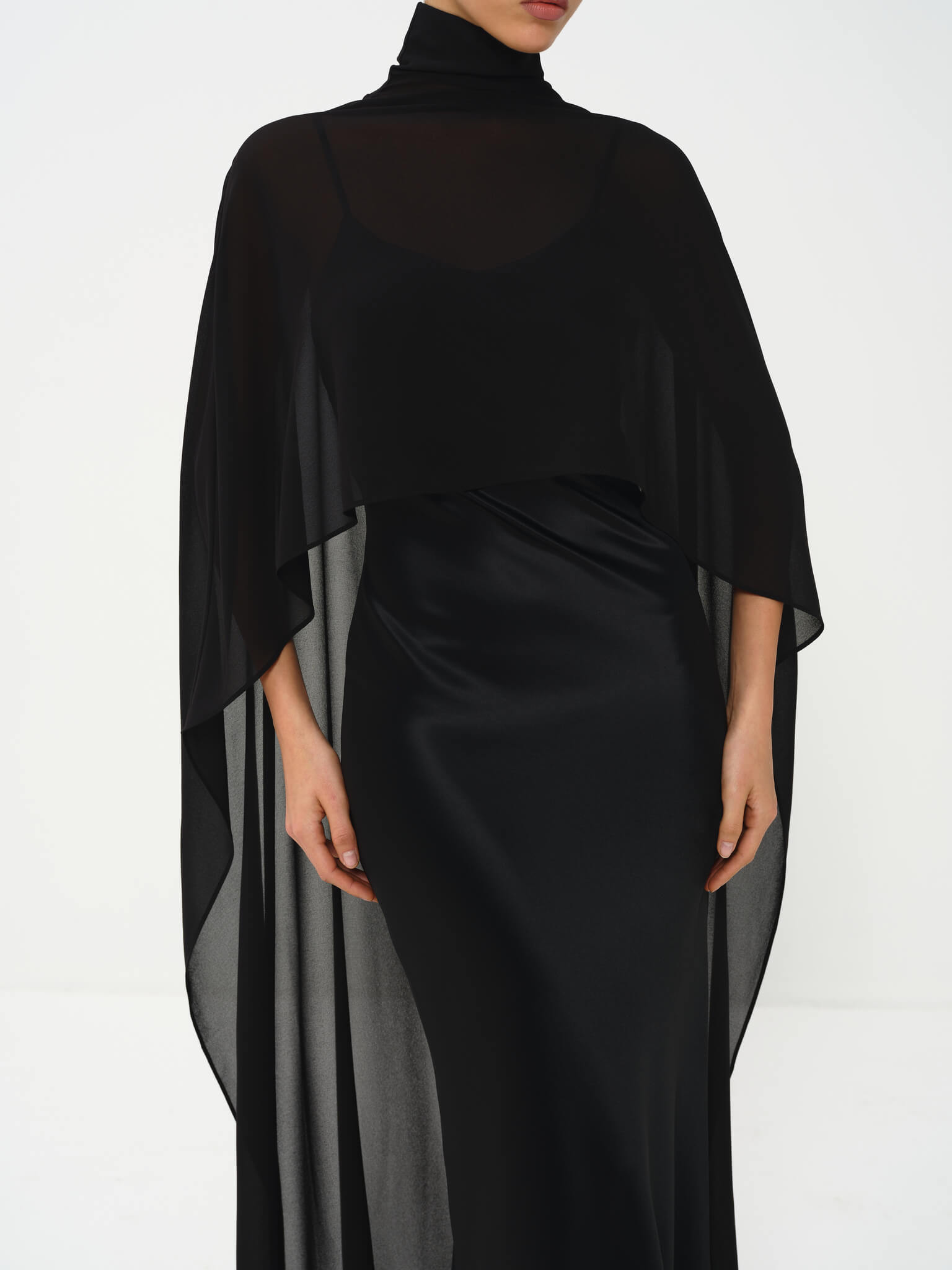 Estelle Cape Gown in Naia Satin NRA Estelle Cape Gown in Naia Satin NRA