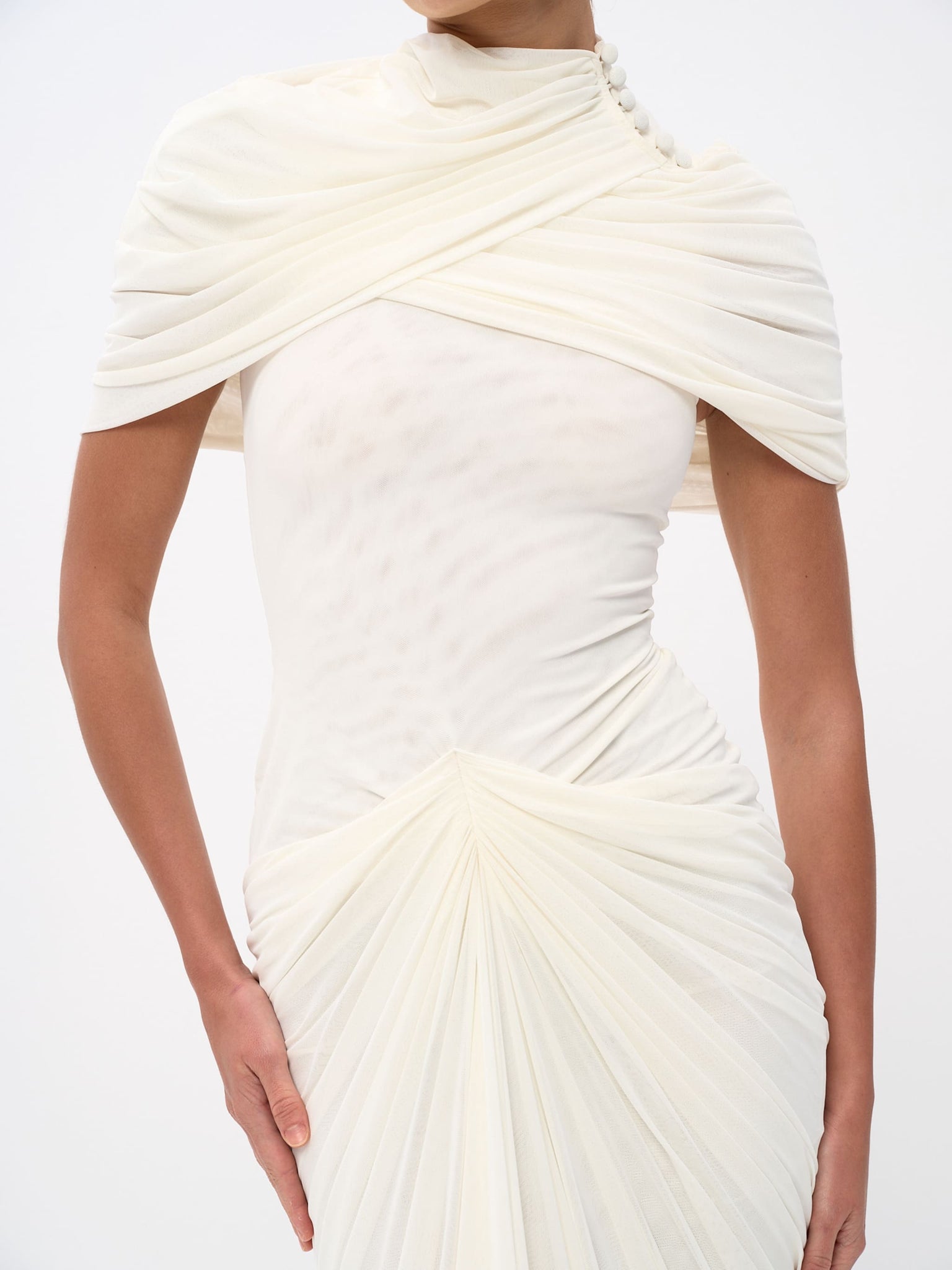 draped white dress Elise Draped Cape Gown in Soft Jersey – NÓRA