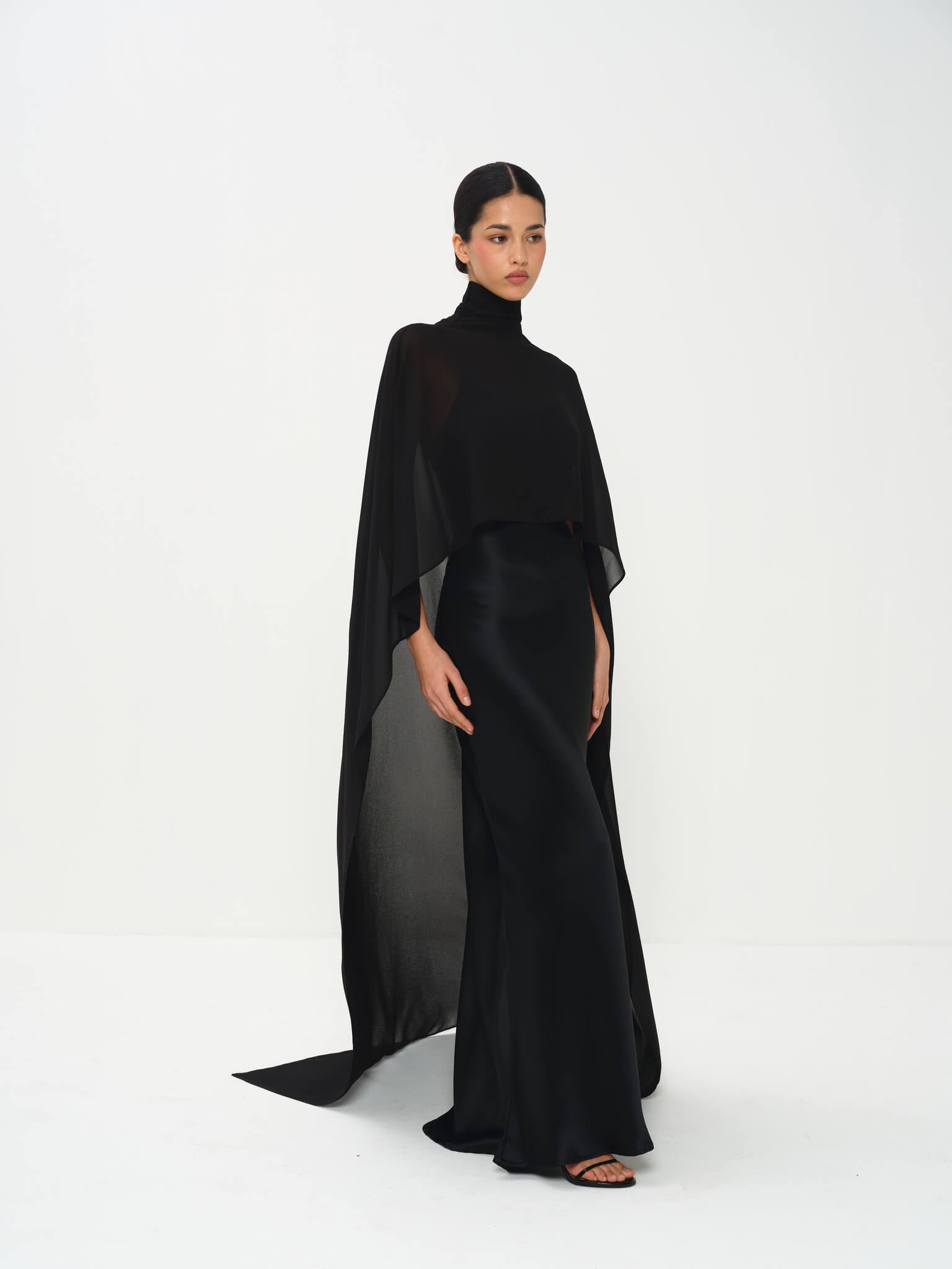 Estelle Cape Gown in Naia Satin NRA Estelle Cape Gown in Naia Satin NRA