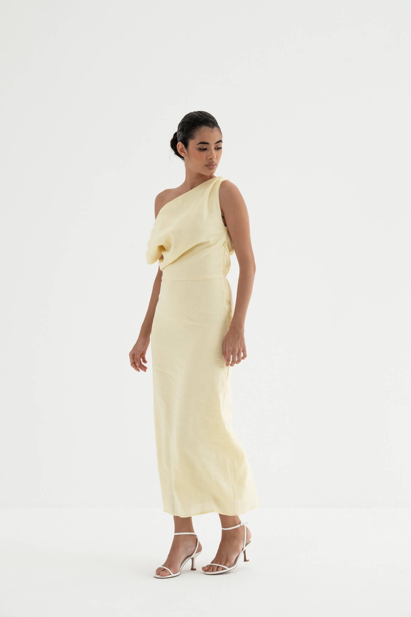 Sariya One-Shoulder Linen Dress