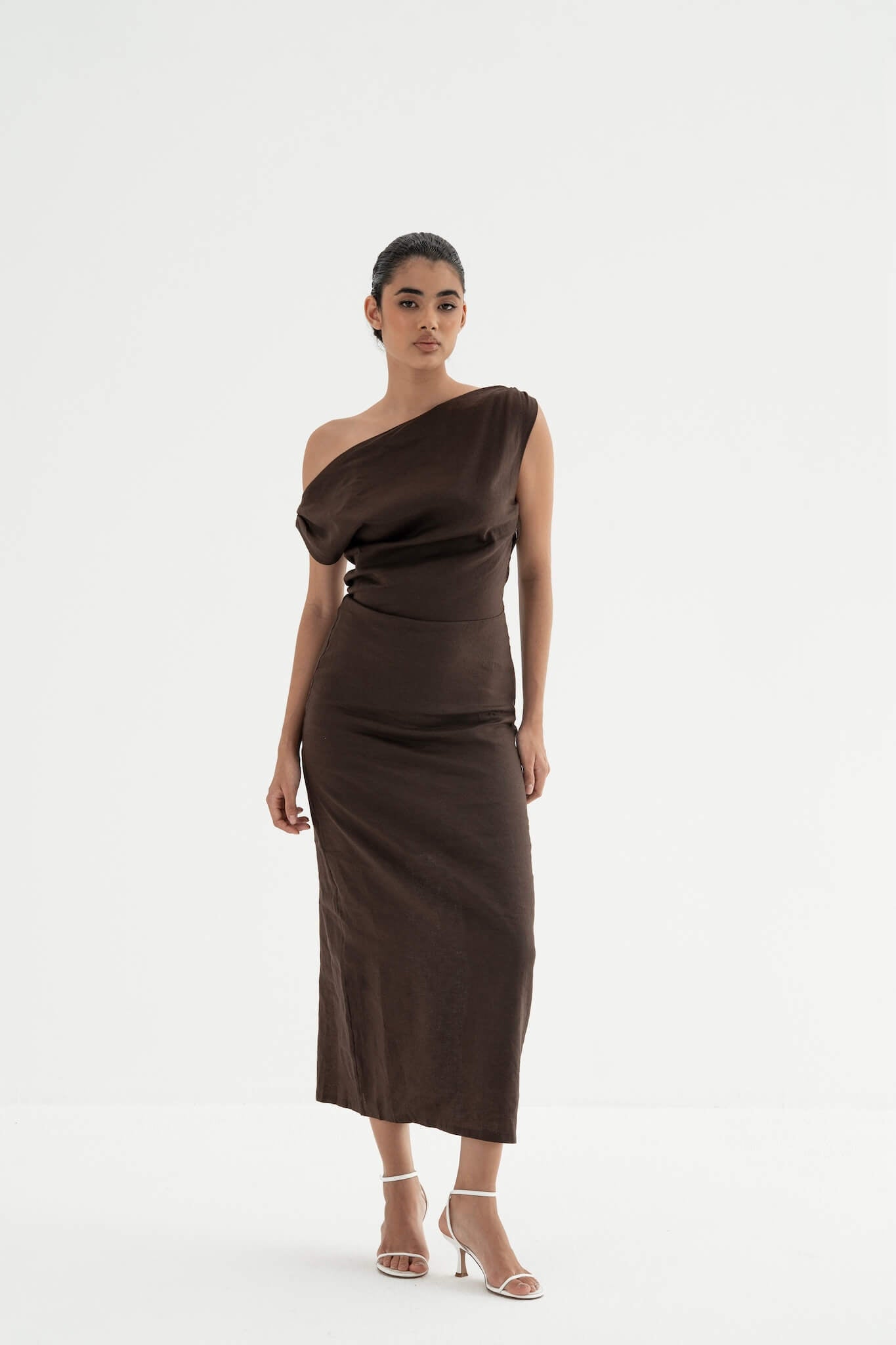 Sariya One-Shoulder Linen Dress Sariya One-Shoulder Linen Dress