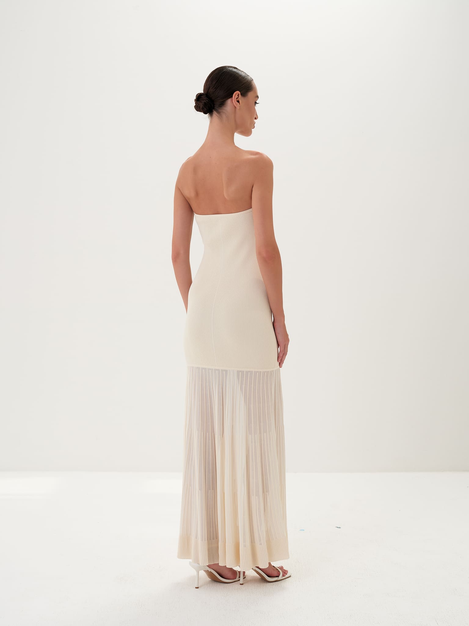 dion lee net pleat strapless dress Dani Strapless Midi Dress in Black