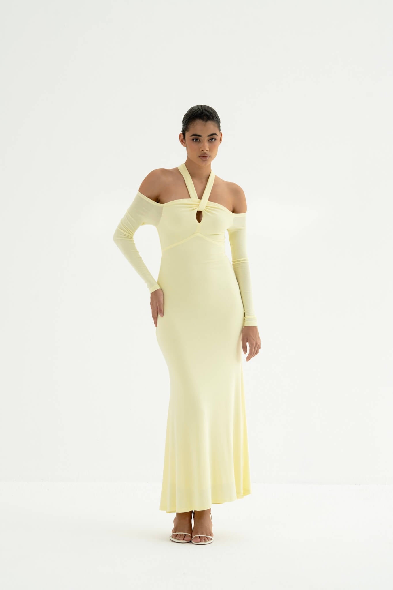 Laurie Modern Halter Dress - Sleek Lines with Refined Cut-Out Detail for Day to Night Wear - NRA Laurie Modern Halter Dress - Sleek Lines with Refined Cut-Out Detail for Day to Night Wear - NRA