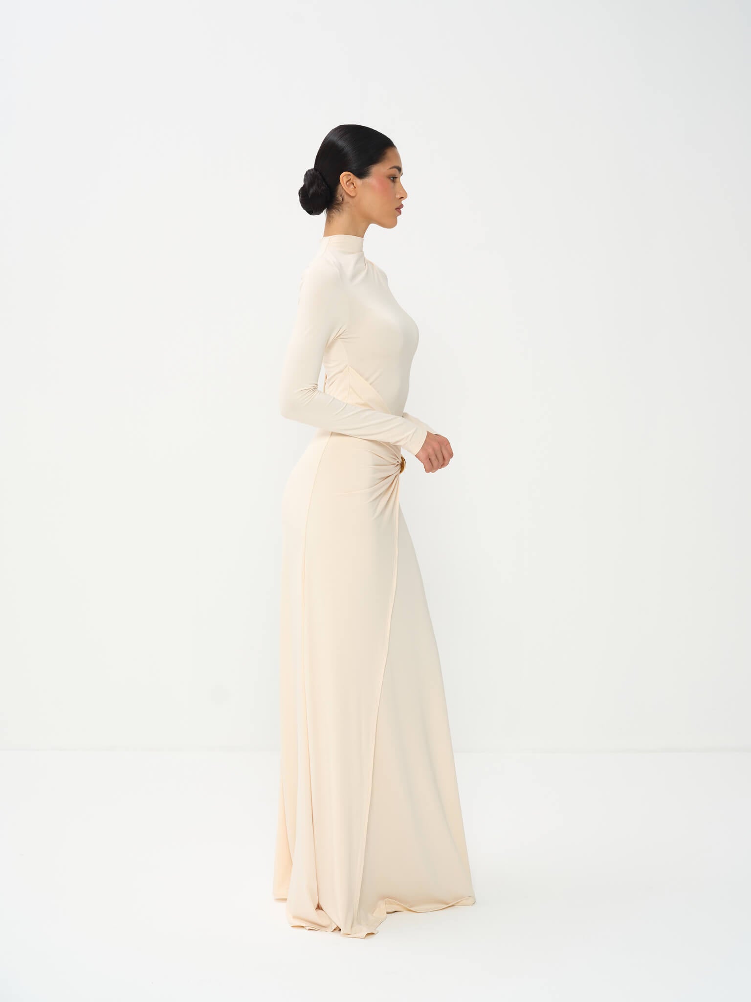 Melissa Draped Long Sleeve Gown in Bamboo Jersey – NÓRA