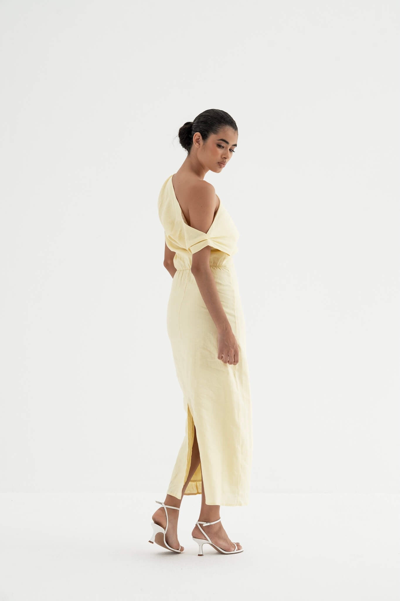 Sariya One-Shoulder Linen Dress
