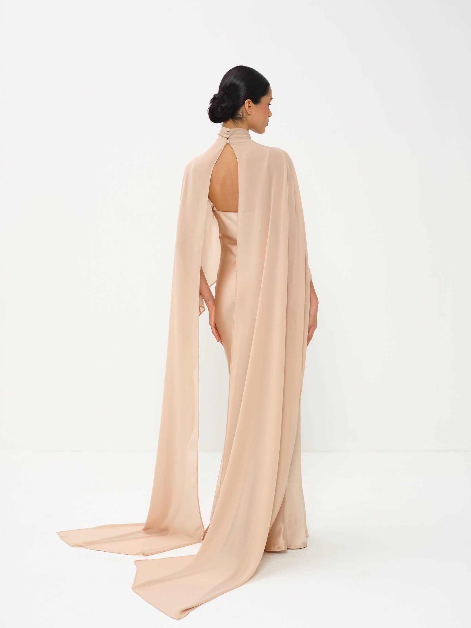 backless cape dress Draped Mini in Black - XL Perfect for those seeking a bold piece that commands attention without compromising elegance Dance America D706 - Long