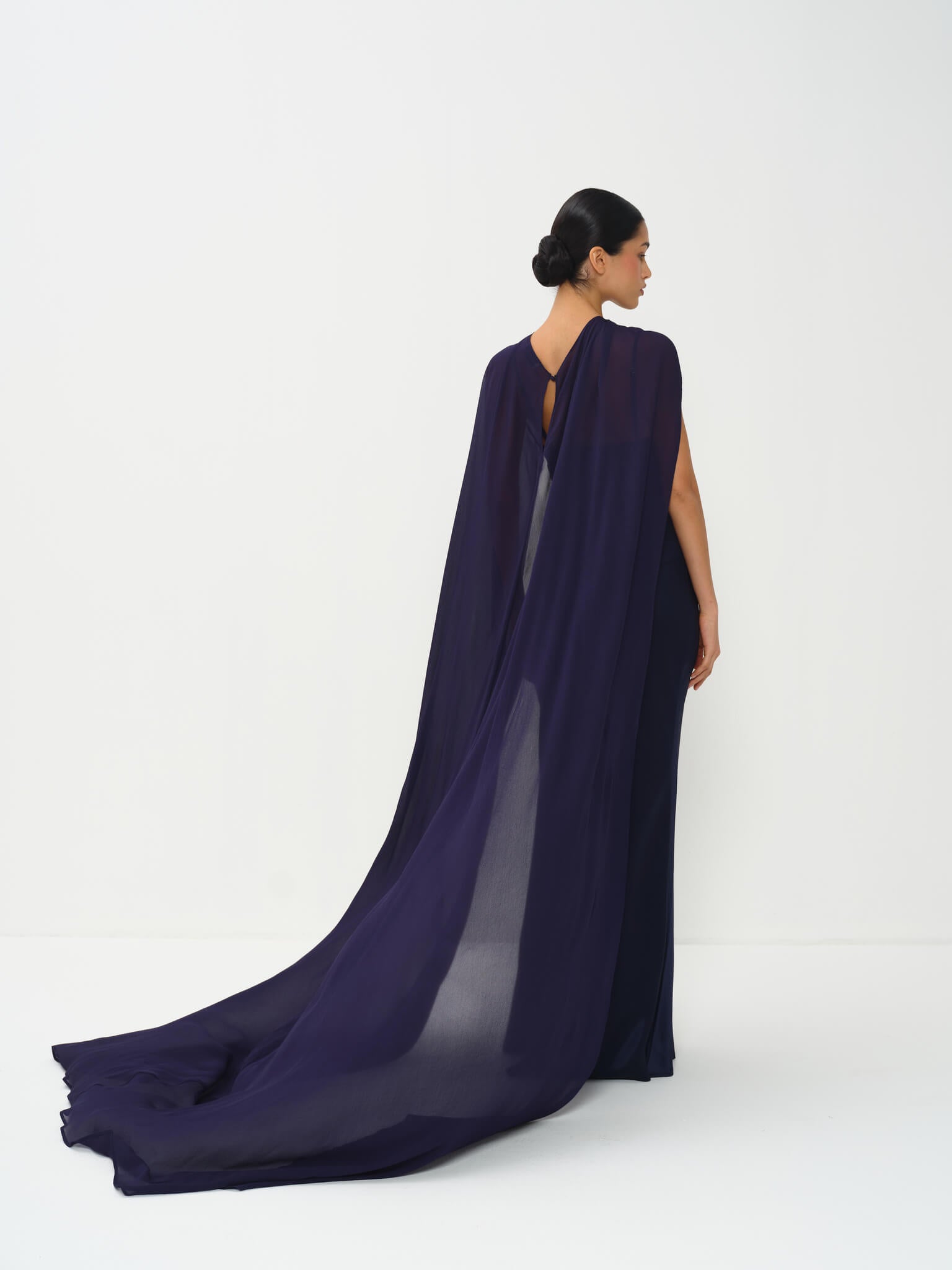 blue reformation dress Siora Statement Cape Dress - Premium Naia Satin with Fluid Movement and Elevated Evening Design