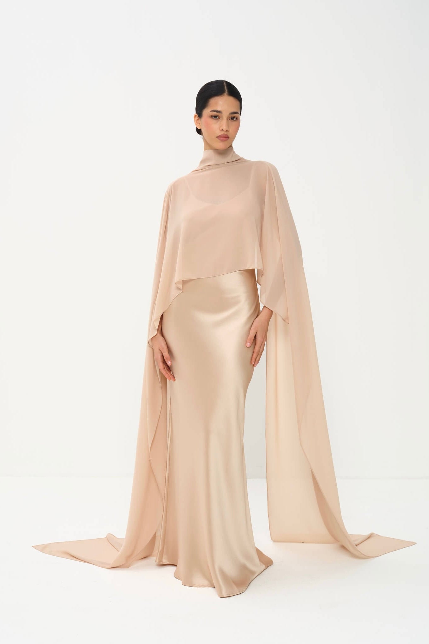 Almeria Elegant Naia Satin Gown - Sleek Lines with Fluid Fall and Sophisticated Appeal - NRA Almeria Elegant Naia Satin Gown - Sleek Lines with Fluid Fall and Sophisticated Appeal - NRA
