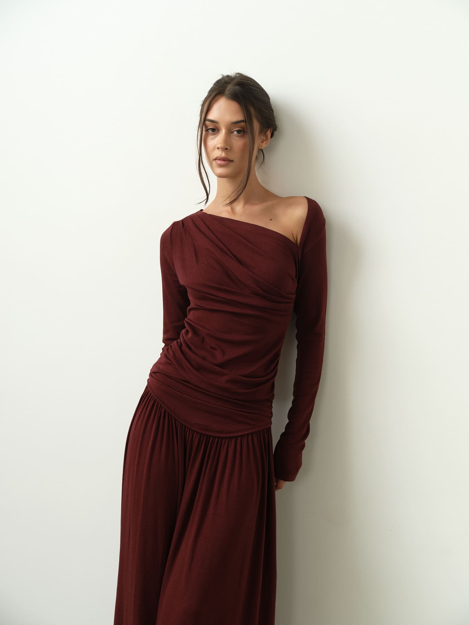 arianna asymmetric dress Arianna One-Shoulder Asymmetrical Pleated Dress