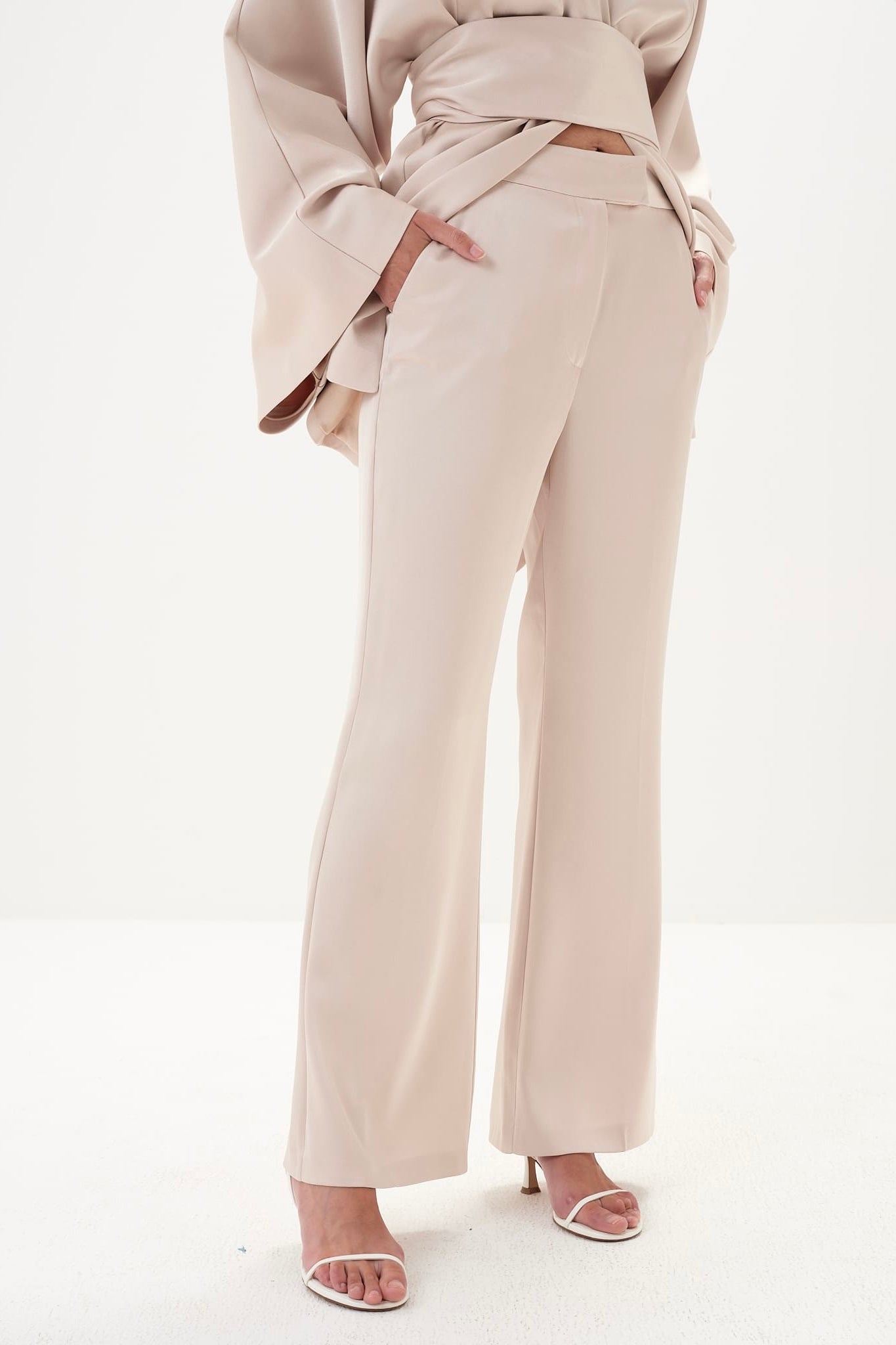 beige dress pants women Elia Relaxed Fit Pants - Soft Premium Fabric with Smooth Drape and Tailored Lines for Timeless Wardrobe Styling